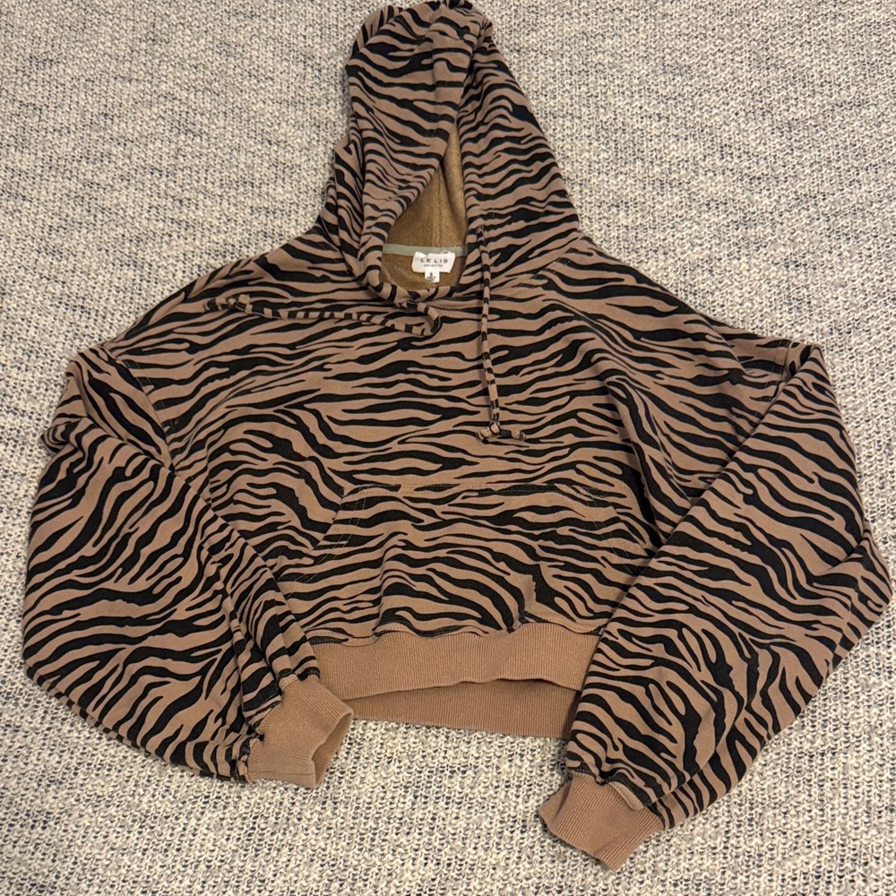 Lelis Zebra Print Cropped Hoodie – Size Small